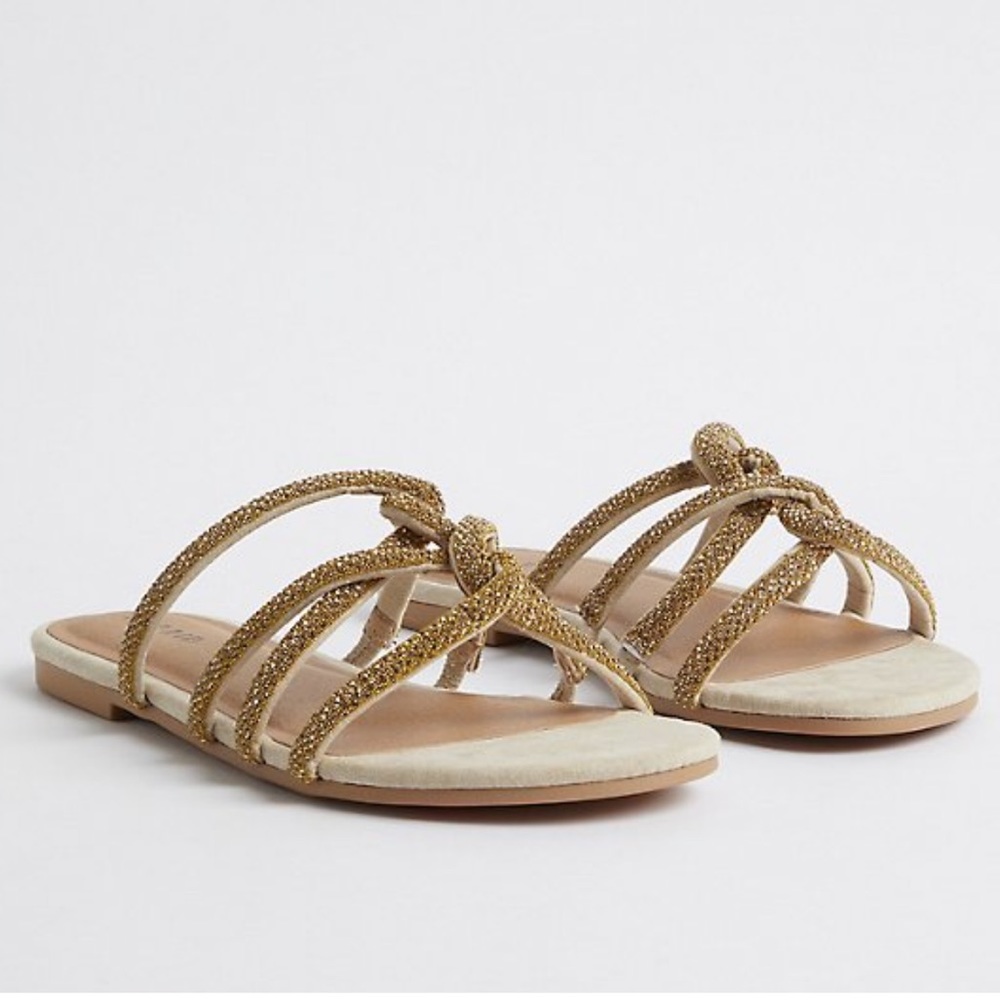 Rhinestone twist slide - beige/gold 9ww